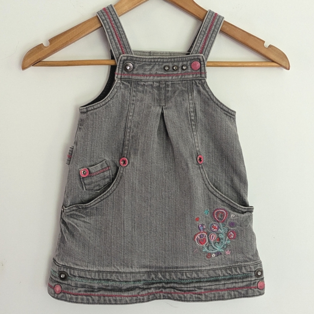 Souris Mini Denim Jumper Grey & Pink Size 2